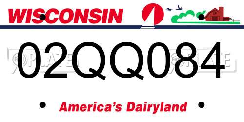 02QQ084 Wisconsin License Plate