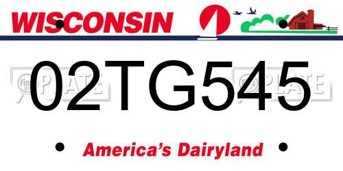 02TG545 Wisconsin License Plate
