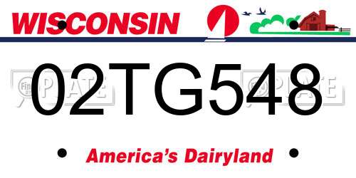 02TG548 Wisconsin License Plate