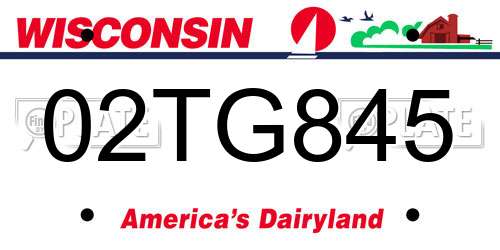 02TG845 Wisconsin License Plate