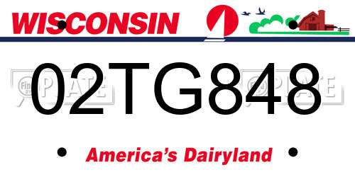 02TG848 Wisconsin License Plate