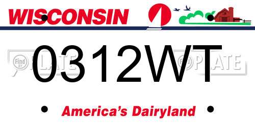 0312WT Wisconsin License Plate