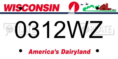 0312WZ Wisconsin License Plate