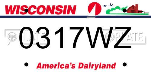 0317WZ Wisconsin License Plate