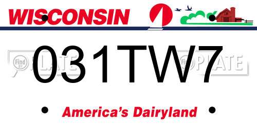 031TW7 Wisconsin License Plate