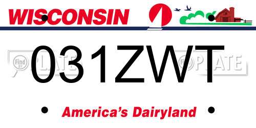 031ZWT Wisconsin License Plate