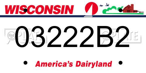 03222B2 Wisconsin License Plate