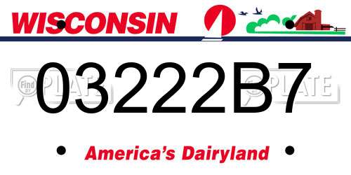 03222B7 Wisconsin License Plate
