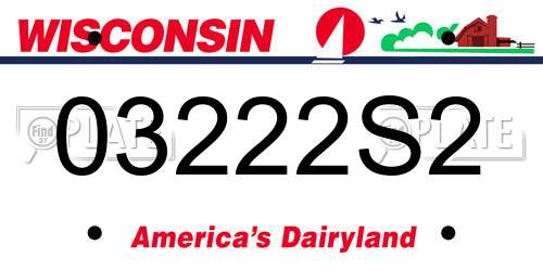 03222S2 Wisconsin License Plate