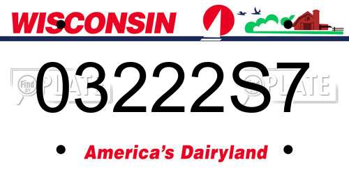 03222S7 Wisconsin License Plate