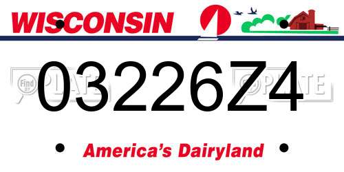 03226Z4 Wisconsin License Plate