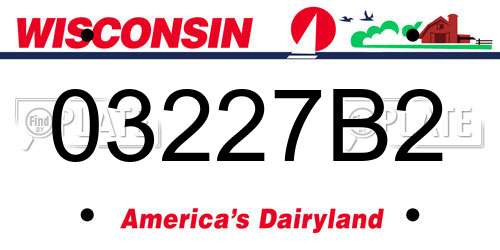 03227B2 Wisconsin License Plate
