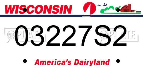 03227S2 Wisconsin License Plate
