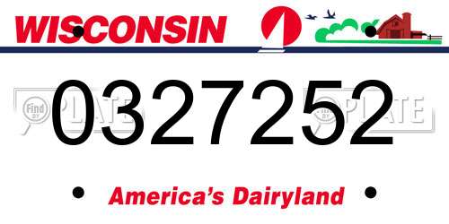 0327252 Wisconsin License Plate