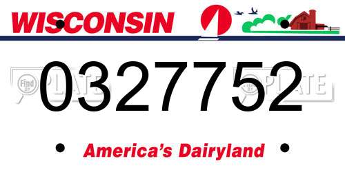 0327752 Wisconsin License Plate