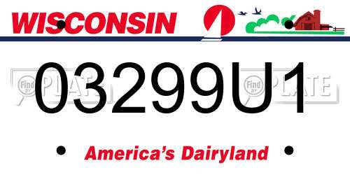 03299U1 Wisconsin License Plate