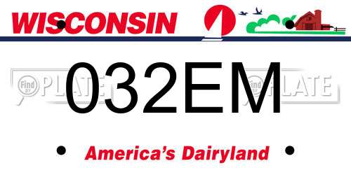 032EM Wisconsin License Plate