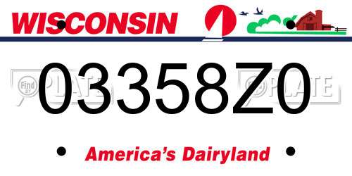 03358Z0 Wisconsin License Plate