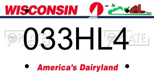 033HL4 Wisconsin License Plate