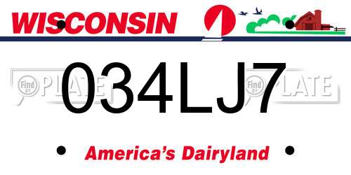 034LJ7 Wisconsin License Plate