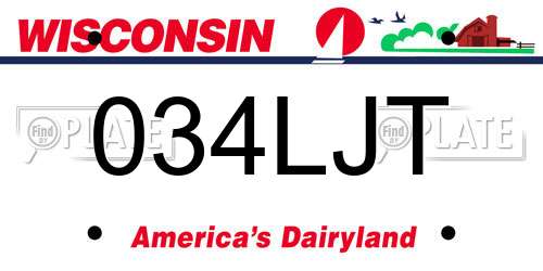 034LJT Wisconsin License Plate