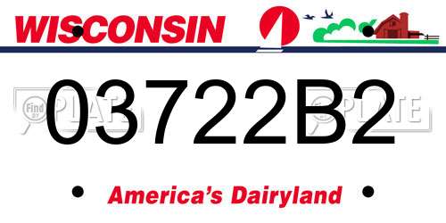 03722B2 Wisconsin License Plate