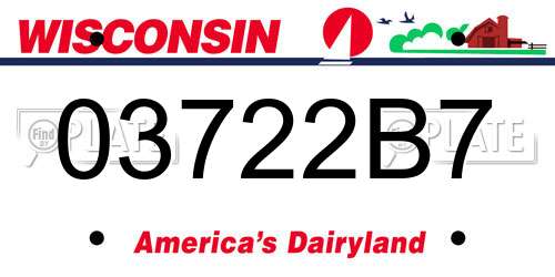 03722B7 Wisconsin License Plate