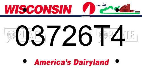 03726T4 Wisconsin License Plate