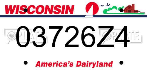 03726Z4 Wisconsin License Plate