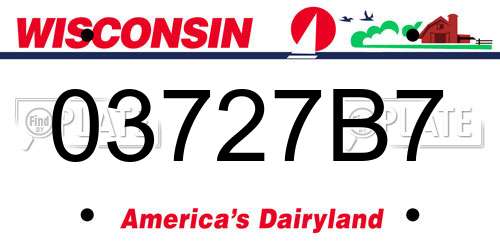 03727B7 Wisconsin License Plate