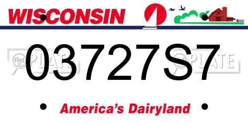 03727S7 Wisconsin License Plate