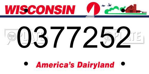 0377252 Wisconsin License Plate