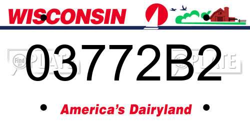 03772B2 Wisconsin License Plate