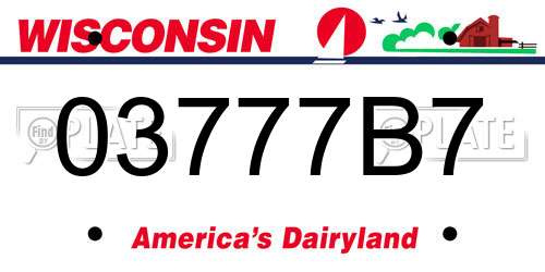 03777B7 Wisconsin License Plate
