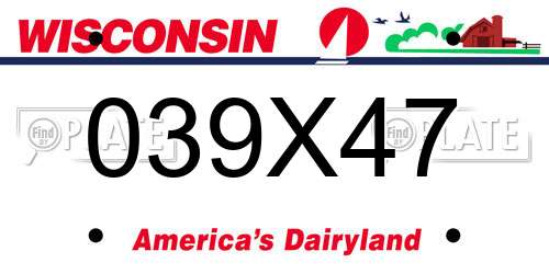 039X47 Wisconsin License Plate