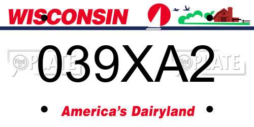 039XA2 Wisconsin License Plate