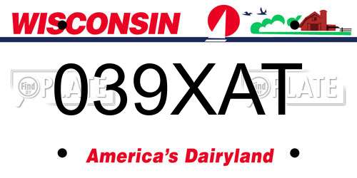 039XAT Wisconsin License Plate