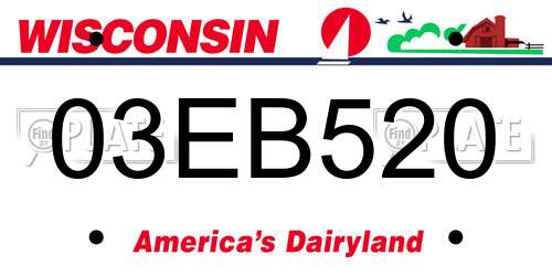 03EB520 Wisconsin License Plate
