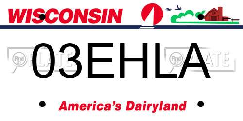 03EHLA Wisconsin License Plate