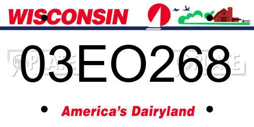 03EO268 Wisconsin License Plate