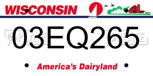 03EQ265 Wisconsin License Plate