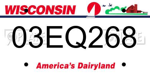 03EQ268 Wisconsin License Plate