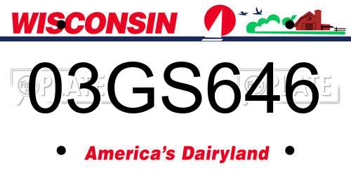 03GS646 Wisconsin License Plate