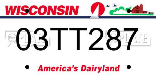 03TT287 Wisconsin License Plate