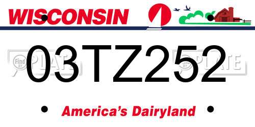 03TZ252 Wisconsin License Plate