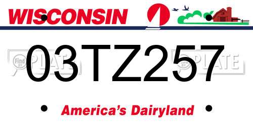 03TZ257 Wisconsin License Plate