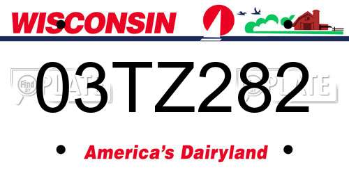 03TZ282 Wisconsin License Plate