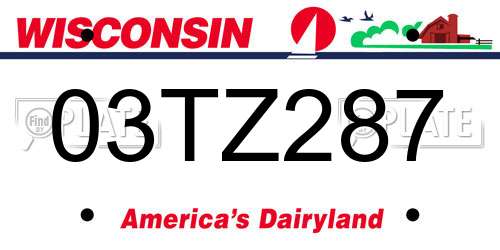 03TZ287 Wisconsin License Plate