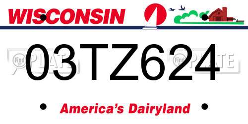 03TZ624 Wisconsin License Plate