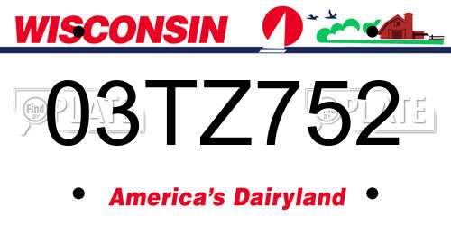 03TZ752 Wisconsin License Plate